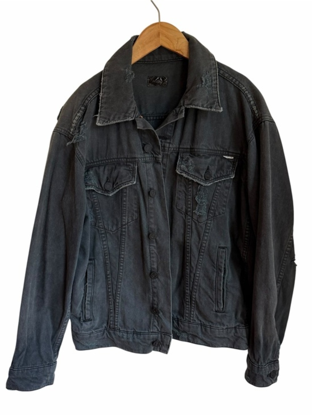 Mother The Drifter Jacket Denim Faded Black Size Small Slightly Oversized